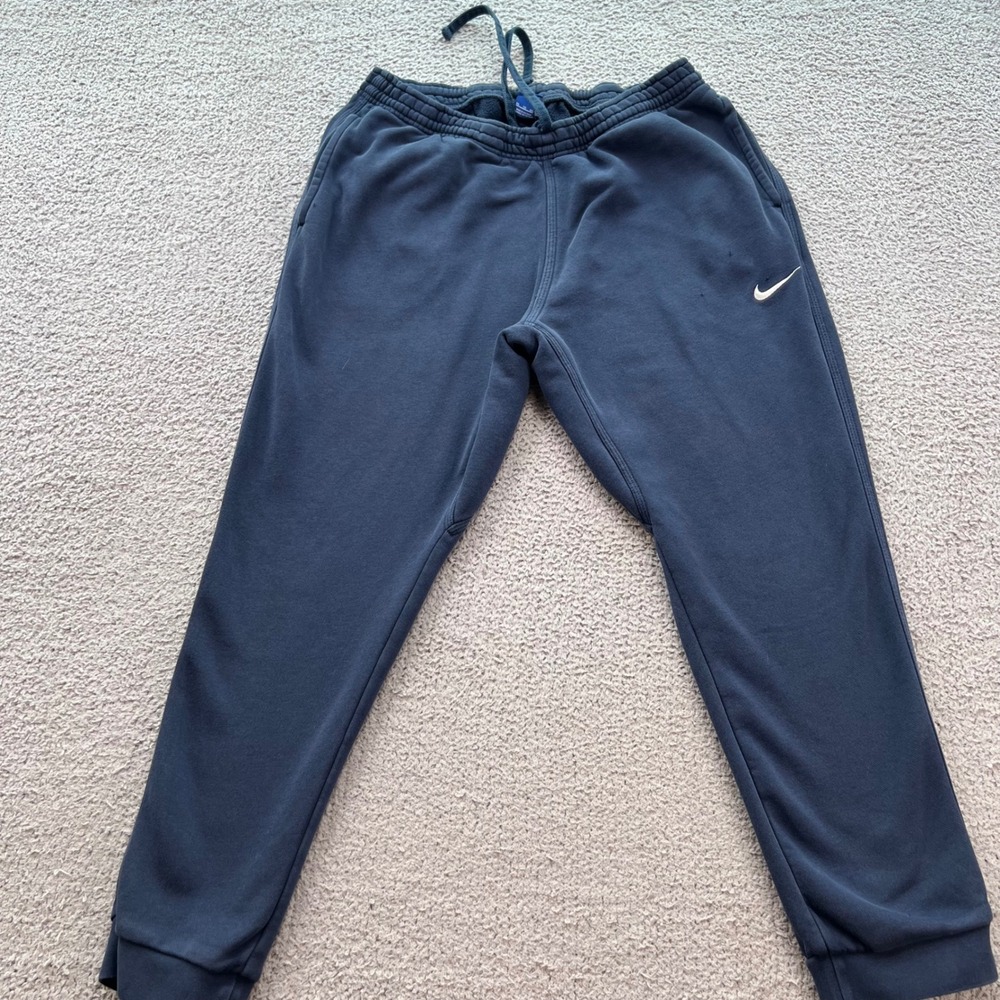 Nike Mens Navy Blue Embroidered Swoosh Fleece Jogger Sweatpants XXL 2010s